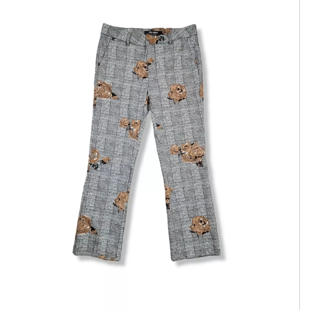 Mos Mosh Ivana shannon Checkered Pants Crop Dress Trousers Floral Appliqué 27 - Picture 5 of 12
